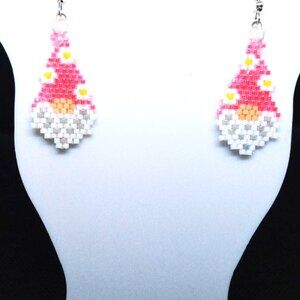 Pink Spring Gnome Earrings